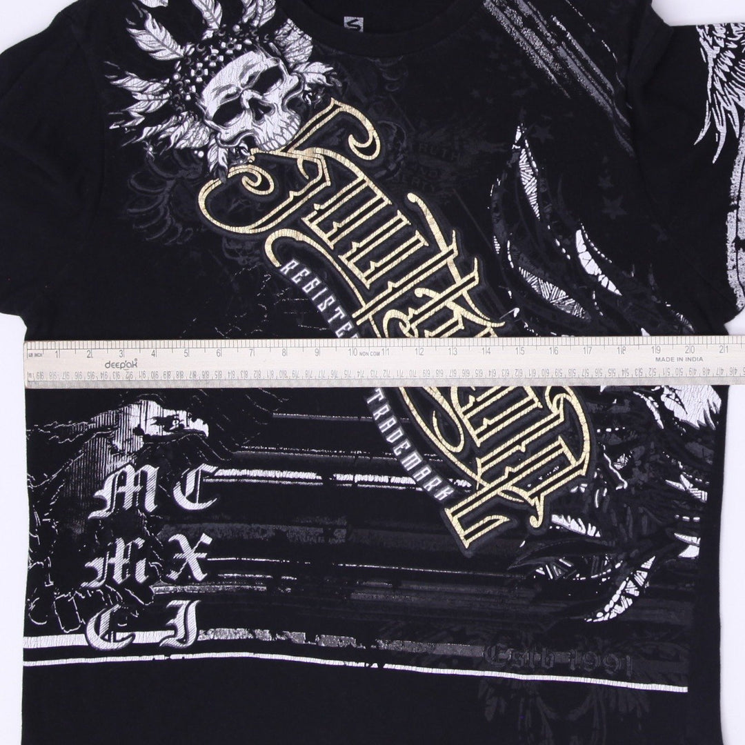 Y2K Mens Southpole Cyber Grunge Skull T-Shirt Size L