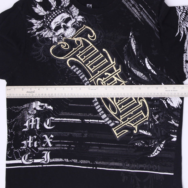 Y2K Mens Southpole Cyber Grunge Skull T-Shirt Size L
