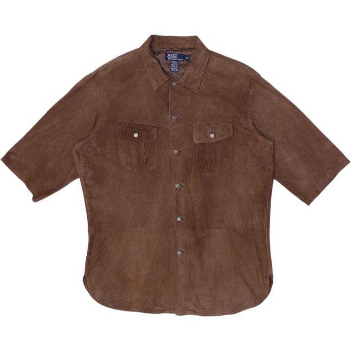 Vintage Mens Polo Ralph Lauren Suede Short Sleeve Shirt Size XL | Migration_Shirts | Fashion Rerun