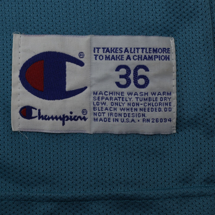 Vintage 90s Champion Charlotte Hornets Mourning #33 NBA Teal Basketball Jersey | Migration_Jerseys - Detail V | Fashion Rerun