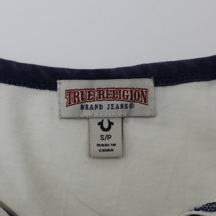 Y2K Ladies True Religion Navy Graphic Short Sleeve Tee Size S | Migration_Y2K Tops - Back View | Fashion Rerun