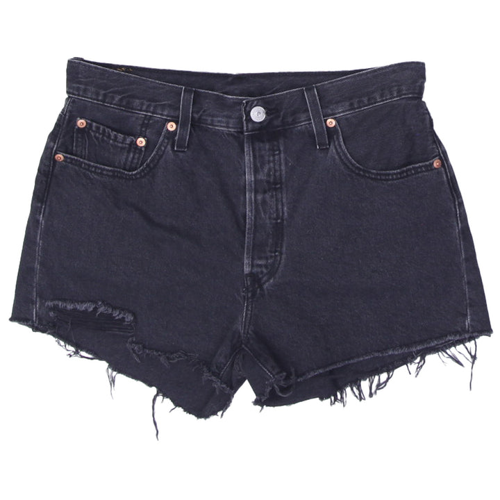 Ladies 501 Levis Black Button Fly Denim Shorts
