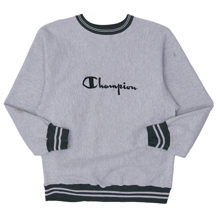 Vintage Champion Reverse Weave Sweatshirt , XL Gray With Green Embroidery Made in USA - Fashion Rerun Vintage Migration_Sweaters