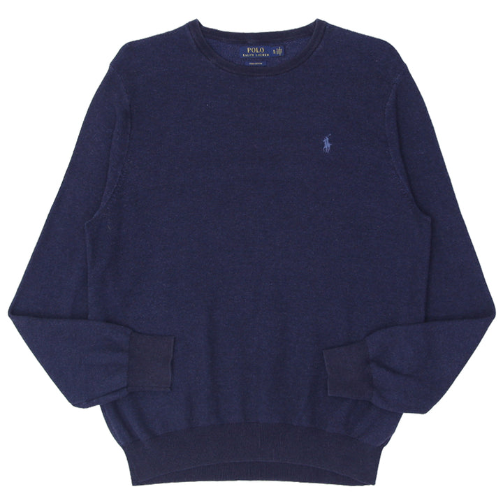 Mens Polo Ralph Lauren Pima Cotton Sweater Navy Blue - Fashion Rerun Vintage Migration_Sweaters