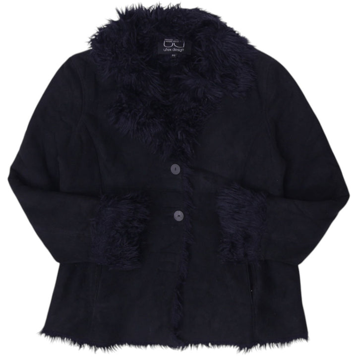 Y2K Ladies Utex Design Button Front Black Fur Trim Jacket Size P/S | Migration_Jackets | Fashion Rerun
