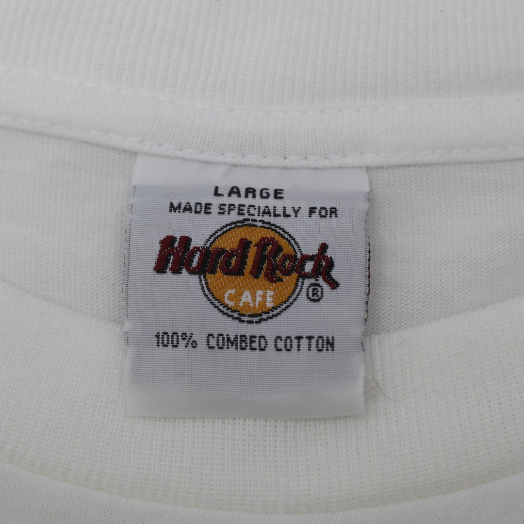 Vintage Hard Rock Cafe Cardiff Caerdydd Welsh Dragon Graphic T-Shirt White Single Stitch Large