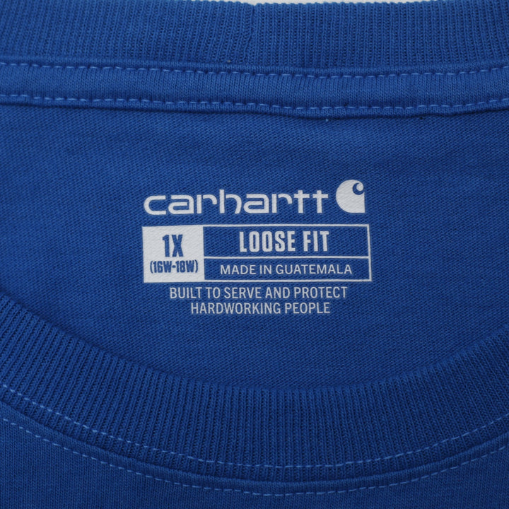 Ladies Carhartt K87-W Loose Fit Cotton Pocket Royal Blue T-Shirt Size 1X