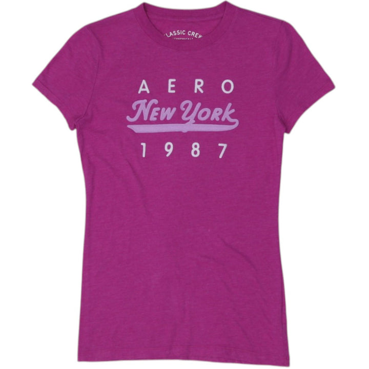 Y2K Ladies Aero New York Pink Short Sleeve T-Shirt Small