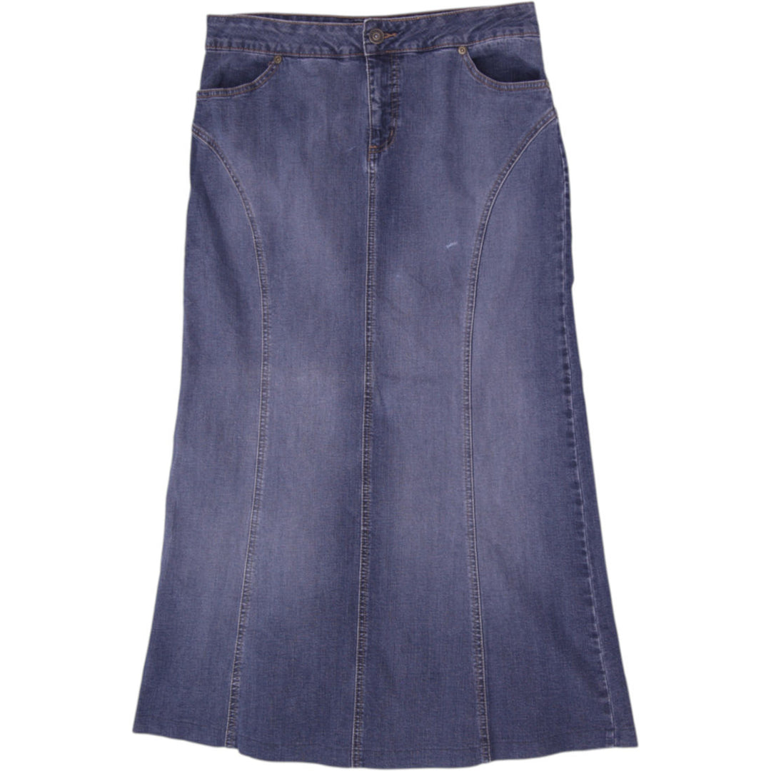 Y2K Ladies Flared Denim Maxi Skirt Size 9