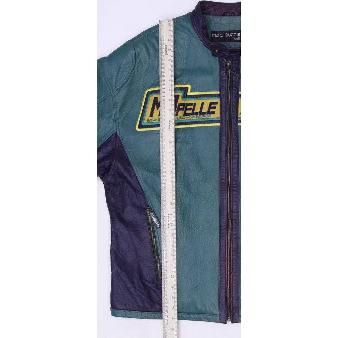 Vintage 90s Marc Buchanan Pelle Pelle Green Leather Jacket Size 42 | Migration_Jackets - View 12 | Fashion Rerun