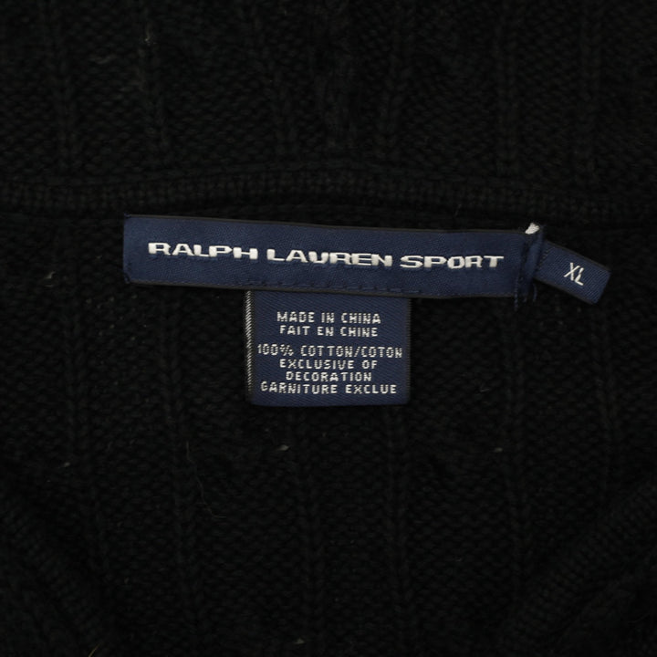 Vintage Ladies Ralph Lauren Sports Cable Knit Zipper Hoodie XL | Migration_Hoodies RL Collection - Back View | Fashion Rerun