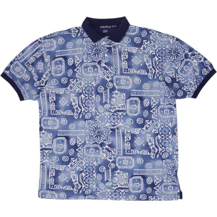 Mens Nautica Polo Blue Patterned Short Sleeve Shirt Size XXL