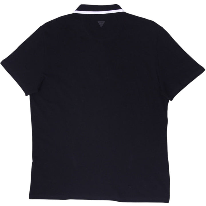 Mens Guess Half Zip Black Polo T-Shirt Size L