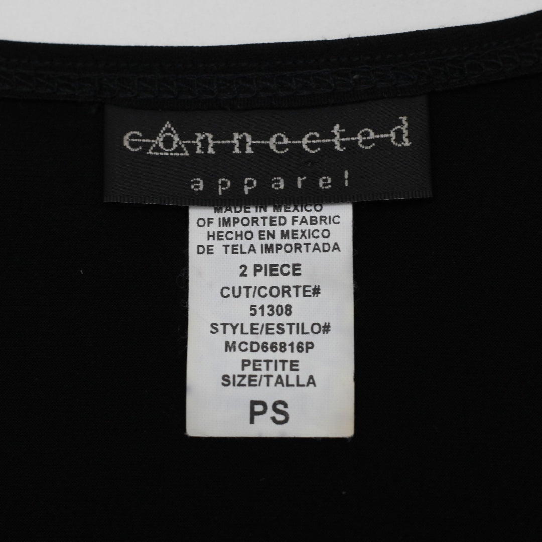Y2K Ladies Connected Apparel Black Petite V-Neck Ruched Ring Top