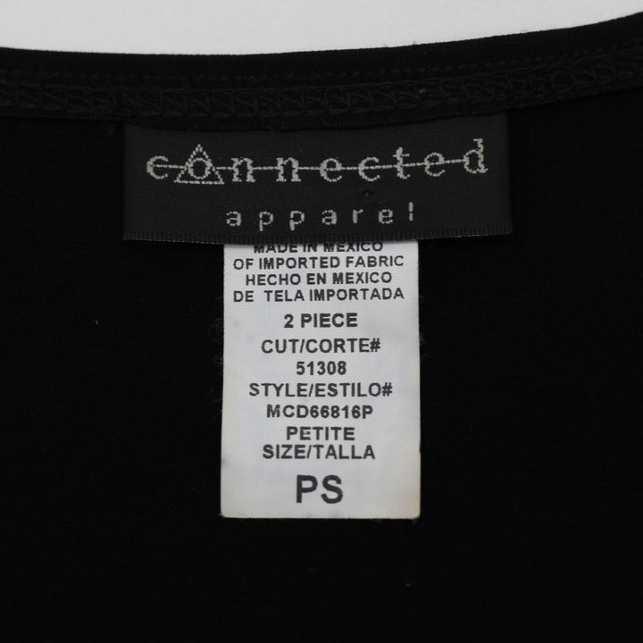 Y2K Ladies Connected Apparel Black Petite V-Neck Ruched Ring Top