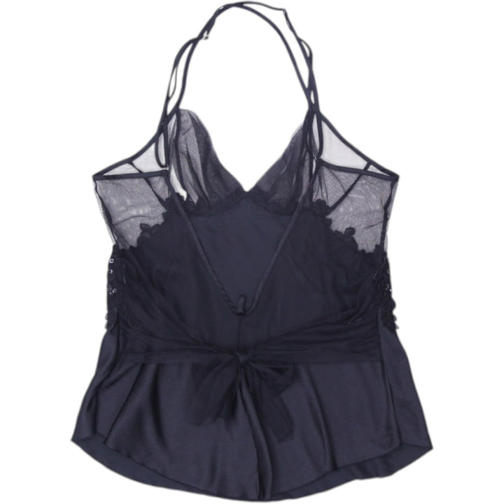 Y2K Ladies Halter Camisole Black Sheer Lace Elegant | Migration_Y2K Tops - Side View | Fashion Rerun