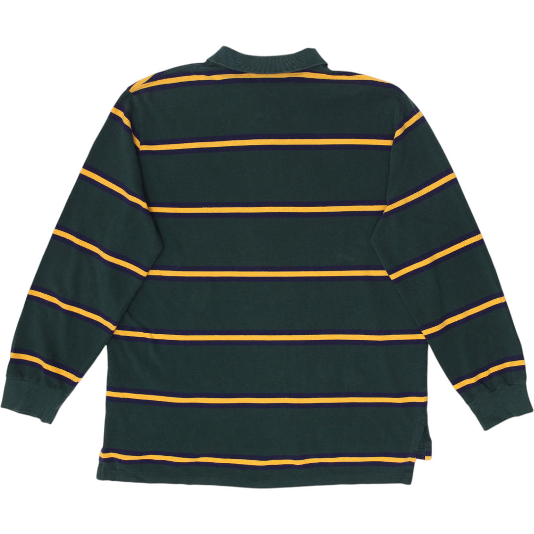 Vintage Mens Polo Ralph Lauren Rugby T-Shirt Green Striped Cotton Size XXL