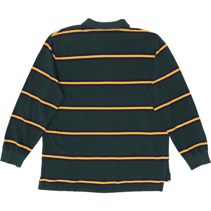 Vintage Mens Polo Ralph Lauren Rugby T-Shirt Green Striped Cotton Size XXL