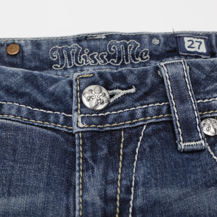 Y2K Ladies Miss Me Jeans Medium Blue Slim Boot Embellished Denim Size 27