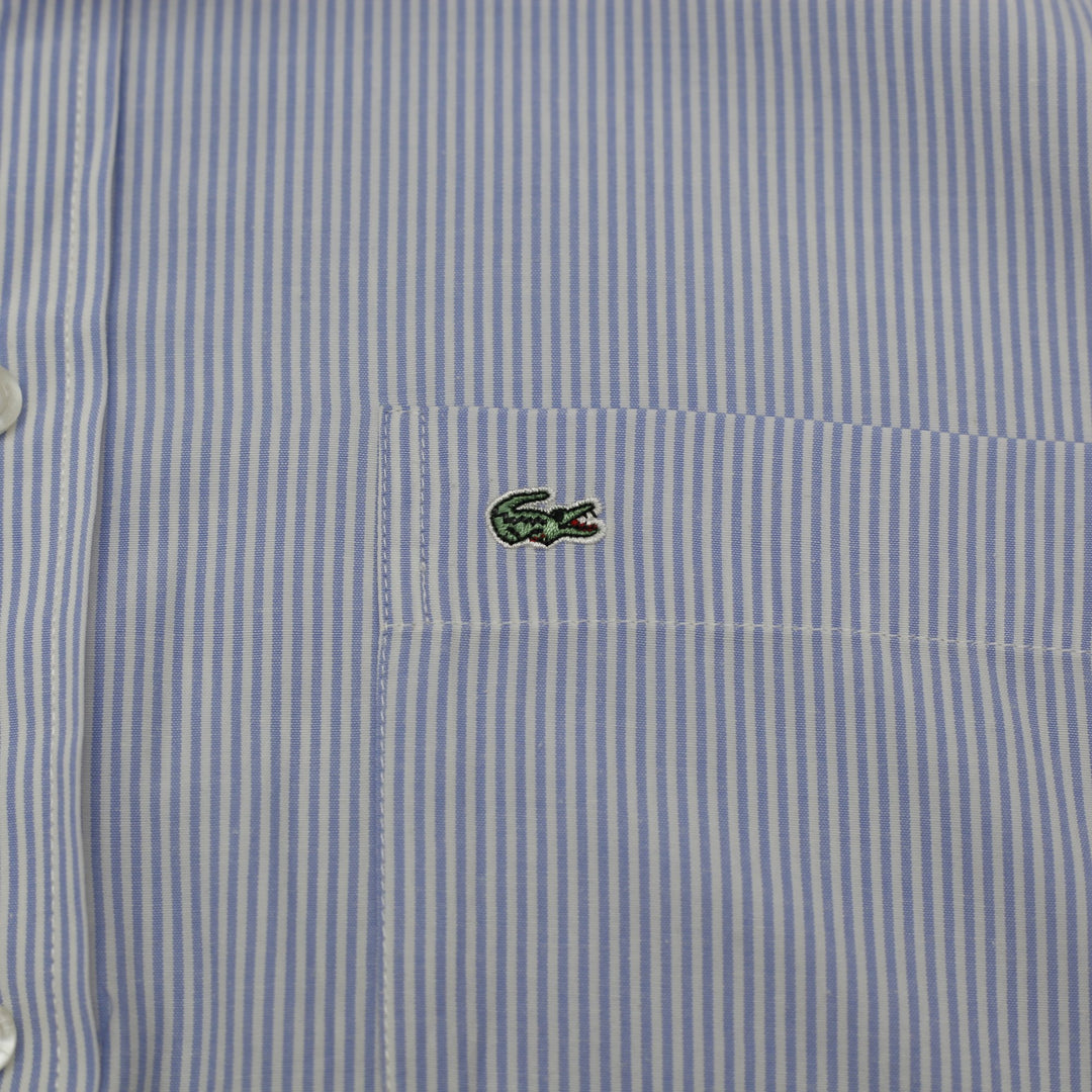 Mens Lacoste Fine Striped Short Sleeve Button-Up Shirt
