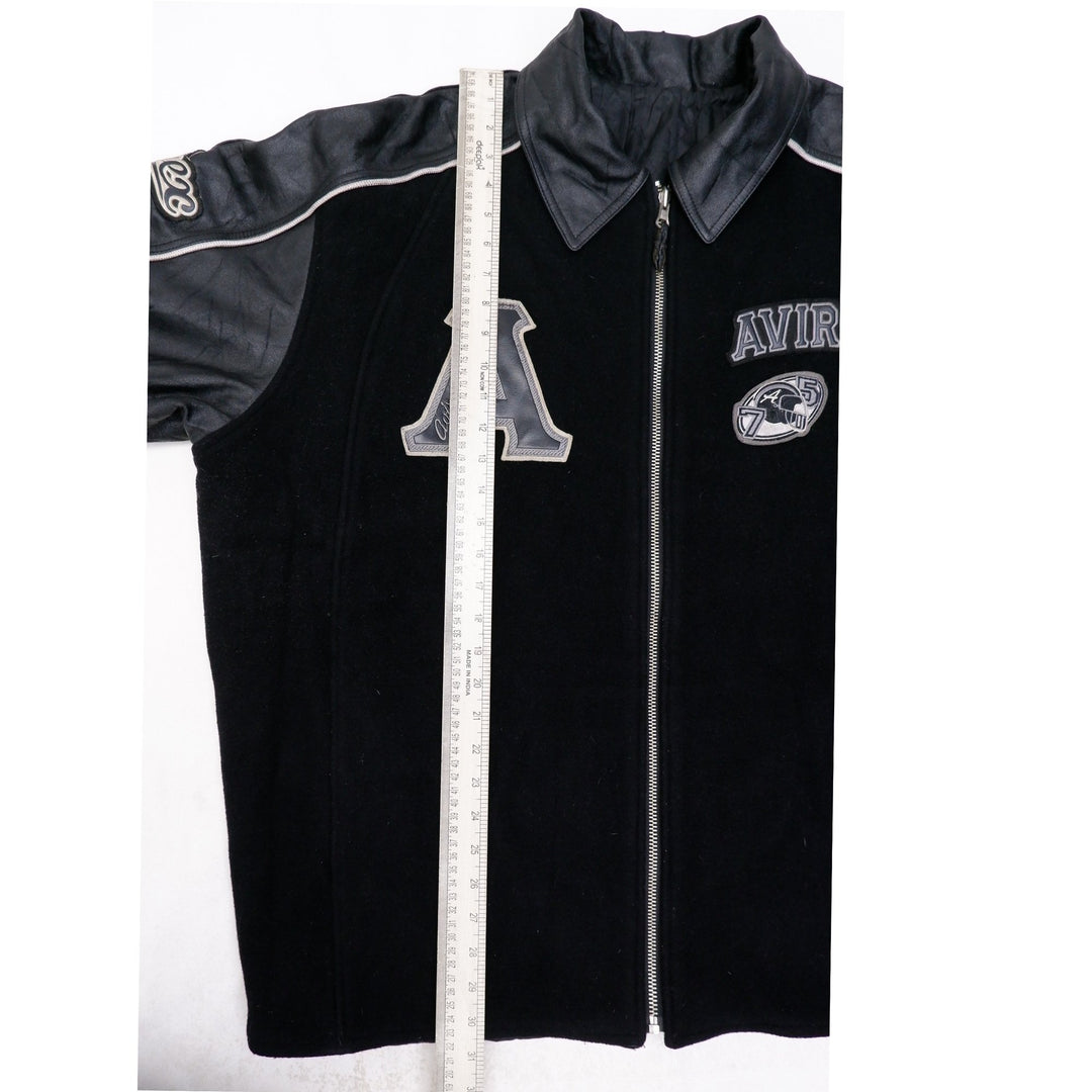 Vintage Mens Avirex Reversible Varsity Jacket Black Leather Patchwork | Migration_Jackets UAENAT20 - View 9 | Fashion Rerun