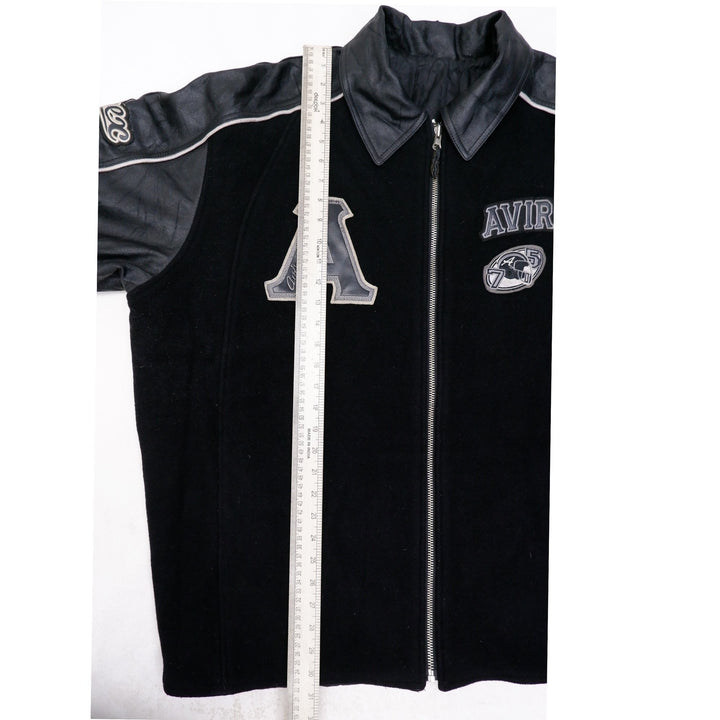 Vintage Mens Avirex Reversible Varsity Jacket Black Leather Patchwork | Migration_Jackets UAENAT20 - View 9 | Fashion Rerun