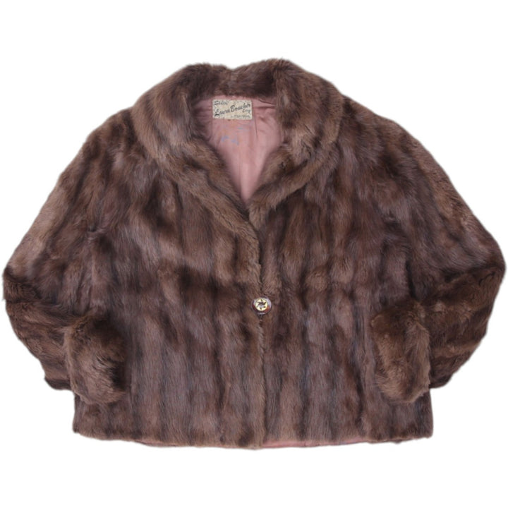 Antique Fur 1960s Salon Laura Boucher Montreal Mid-Century Coat with Monogrammed