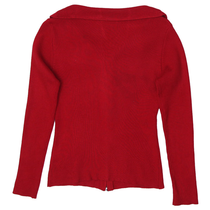 Y2K Ladies Belldini Red Full Zip Long Sleeve Sweater