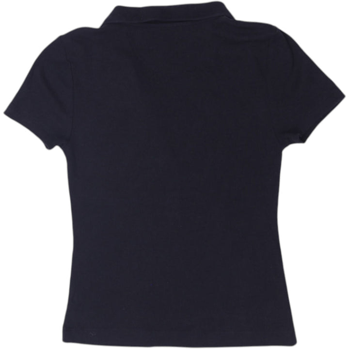 Y2K Ladies Ribbed Fitted Short Sleeve Polo T-Shirt Size S