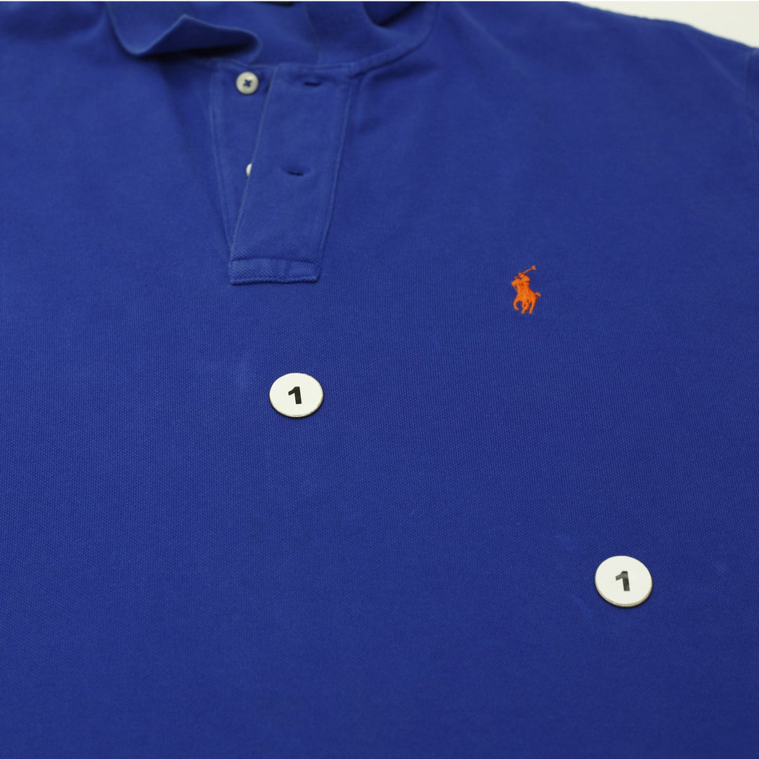 Mens Polo Ralph Lauren Long Sleeve Polo T-Shirt Blue Cotton Casual Size L