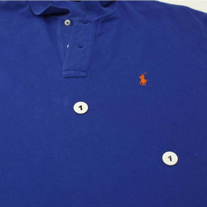 Mens Polo Ralph Lauren Long Sleeve Polo T-Shirt Blue Cotton Casual Size L