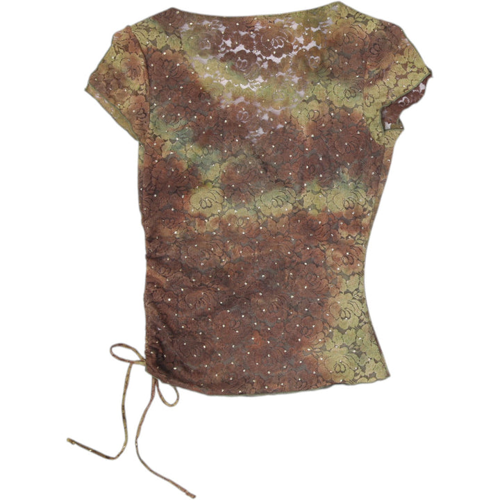 Y2K Ladies Rampage Sheer Floral Lace Mesh Overlay Size M