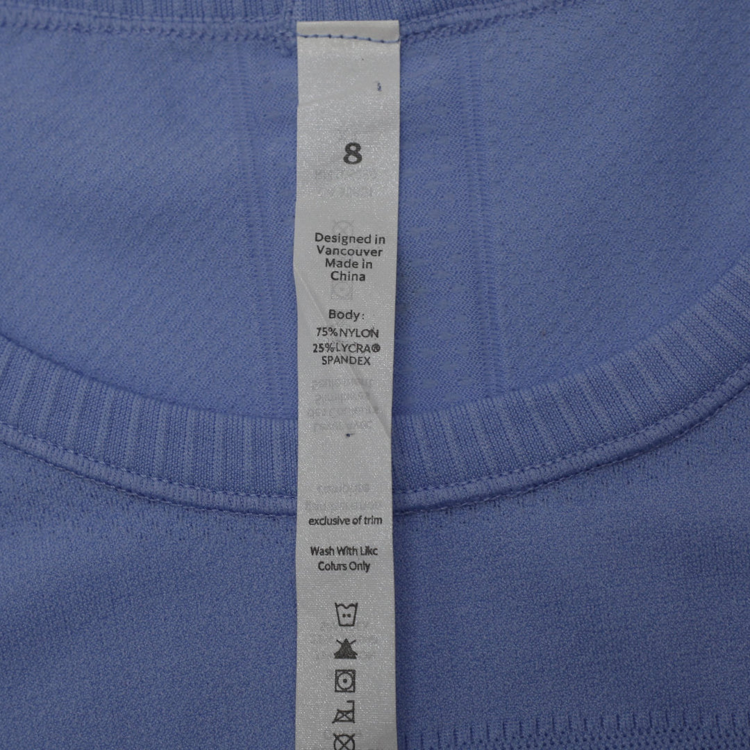 Ladies Lululemon Swiftly Tech Short Sleeve Shirt Periwinkle Blue Size 8