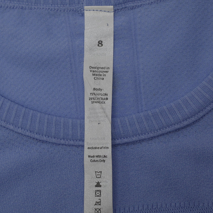 Ladies Lululemon Swiftly Tech Short Sleeve Shirt Periwinkle Blue Size 8