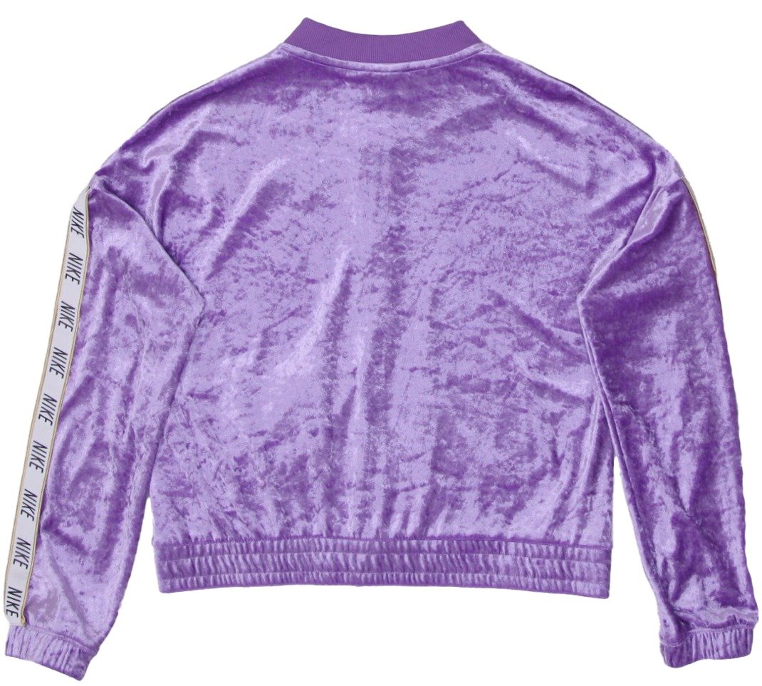 Ladies Embroidered Nike Logo Crop Velour Full Zip Standard Fit Jacket