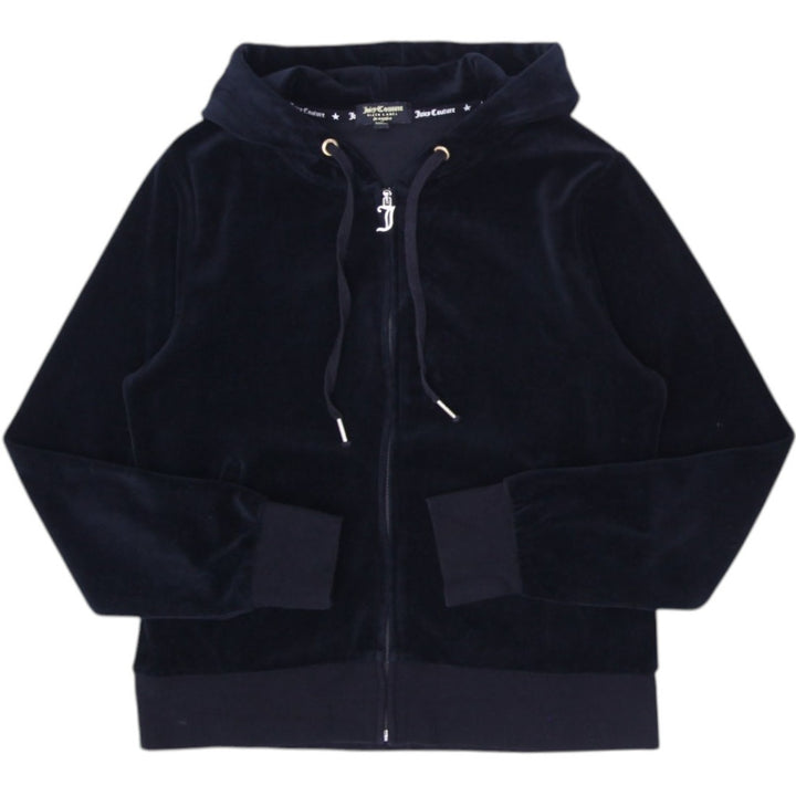 Y2K Ladies Juicy Couture Black Label Velour Full Zip Hoodie