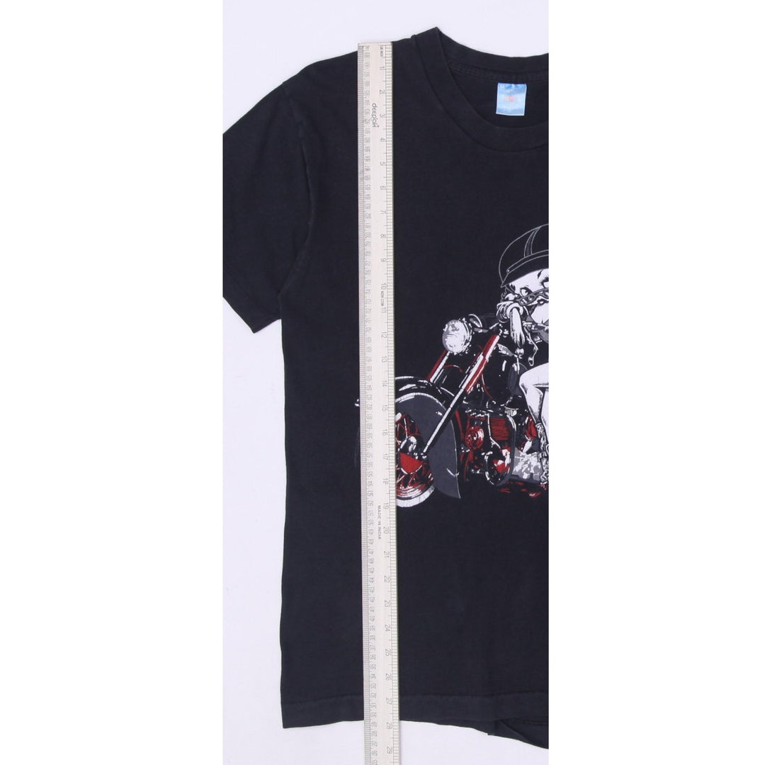 Vintage 90s Betty Boop Biker Motorcycle Graphic Black Medium T-Shirt | Migration_T-Shirts - Alternate View | Fashion Rerun