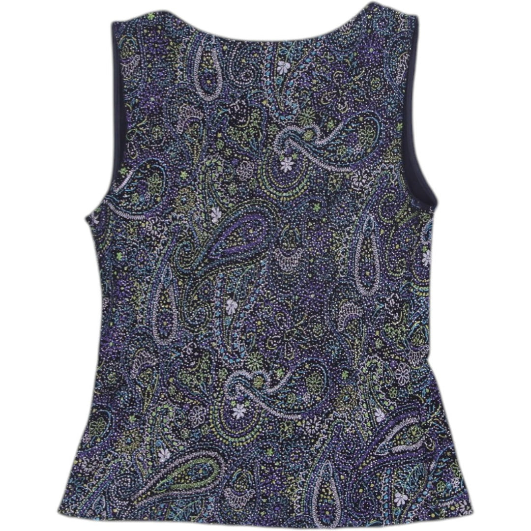 Y2K Ladies Alex Top Multicolor Paisley Sleeveless Cowl Neck | Migration_Y2K Tops - Side View | Fashion Rerun