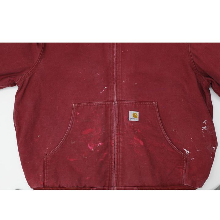 Vintage Carhartt J158 DKR Jacket Mens 2XL Red Fleece Lined Workwear Jacket