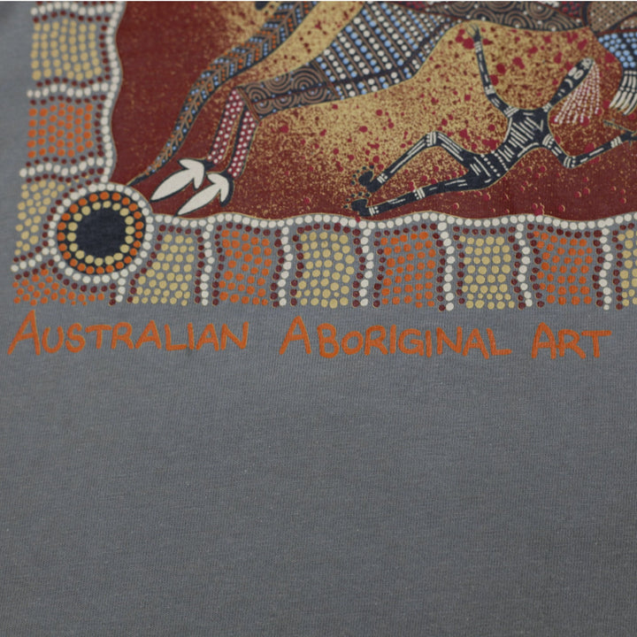 Vintage Mens Bularuu T-Shirt Gray Aboriginal Art Graphic