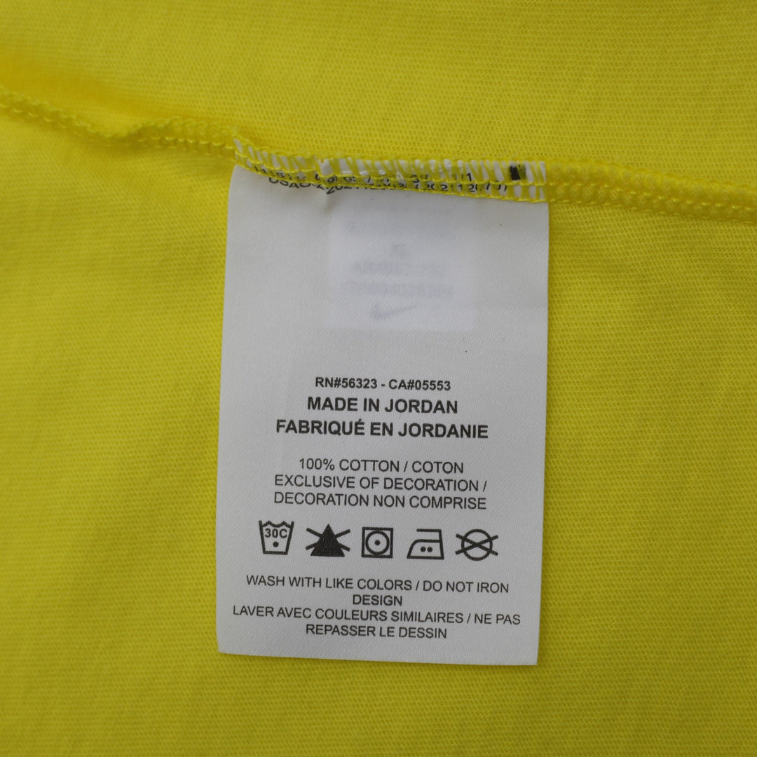 Mens Embroidered Nike Logo Yellow Crewneck T-Shirt Size XL