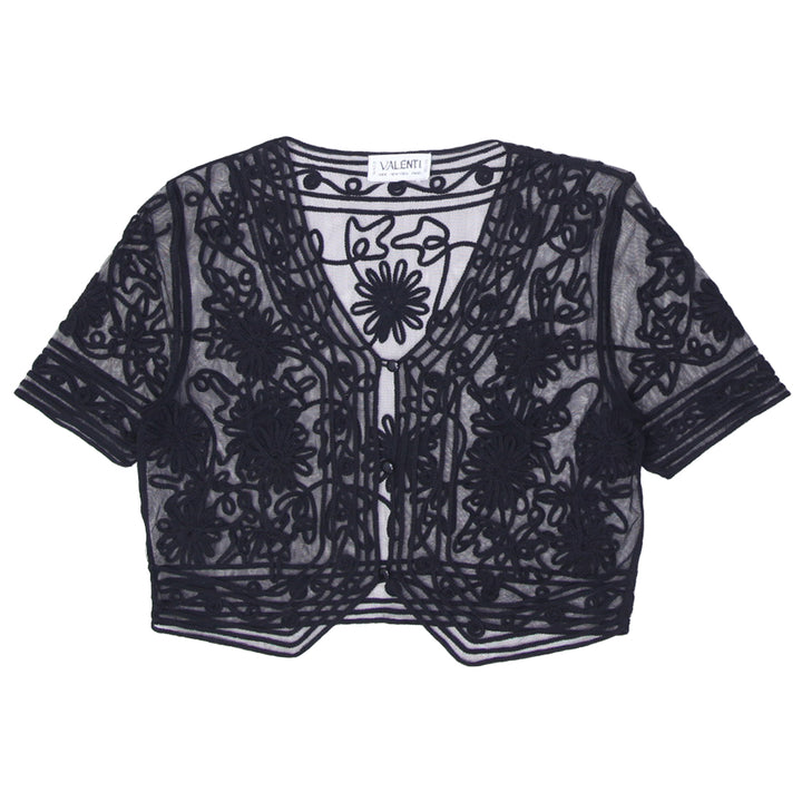 Ladies Valenti Rome New York Paris Sheer Black Glass Beaded Cover Up