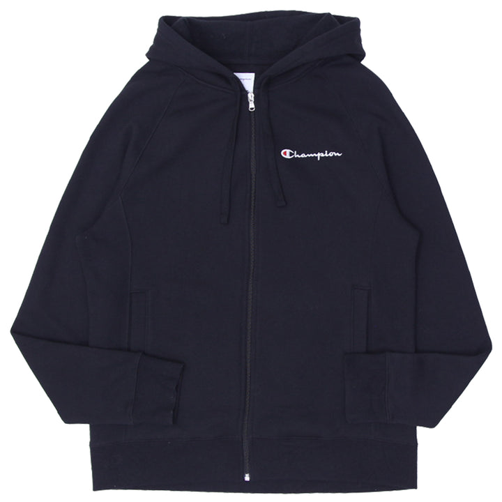 Mens Embroidered Champion Logo Black Zip Up Hoodie