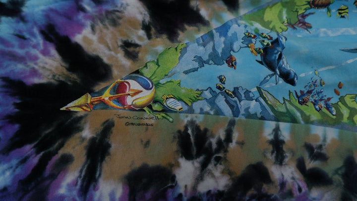 Vintage Mens Liquid Blue Ocean T-Shirt Tie Dye Graphic Dolphins