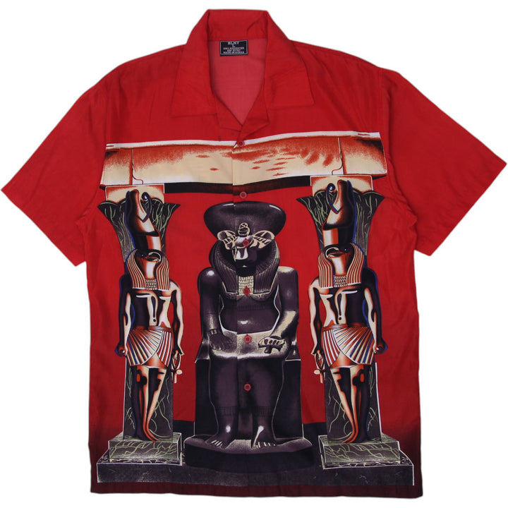 Vintage Mens BLNY Egypt Egyptian Statues Red Graphic T-Shirt Size L | Migration_Shirts | Fashion Rerun