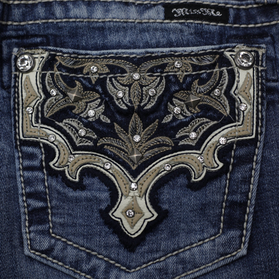 Y2K Ladies Miss Me Bootcut Embroidered Embellished Bootcut Jeans Size 28