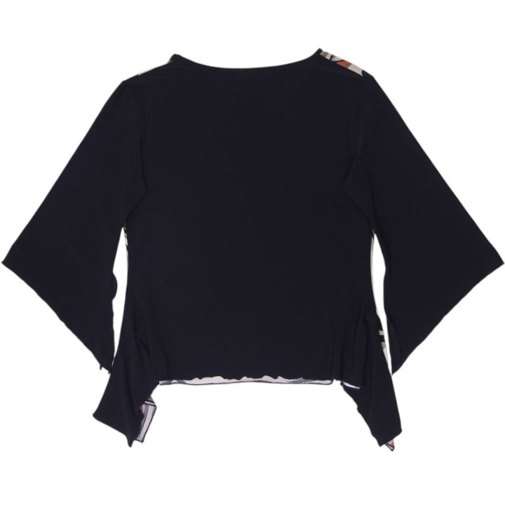 Y2K Ladies SHE Psychedelic Swirl Print Bell Sleeve Top