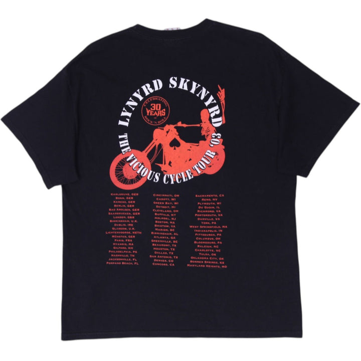 Vintage 2003 Lynyrd Skynyrd Chopper Motorcycle Band Concert Tour T-Shirt Black Size XL