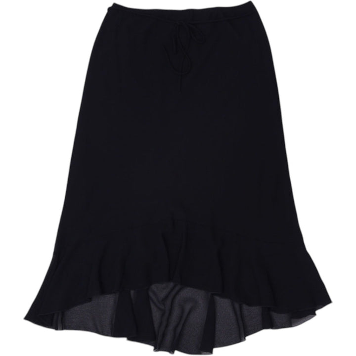 Y2K Ladies Midi Skirt Black Layered Ruffle Hem