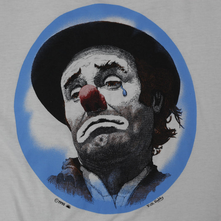 Vintage 1990 Rick Embry Sad Clown Art Print T-Shirt Made in USA Size L | Migration_T-Shirts - Alternate View | Fashion Rerun